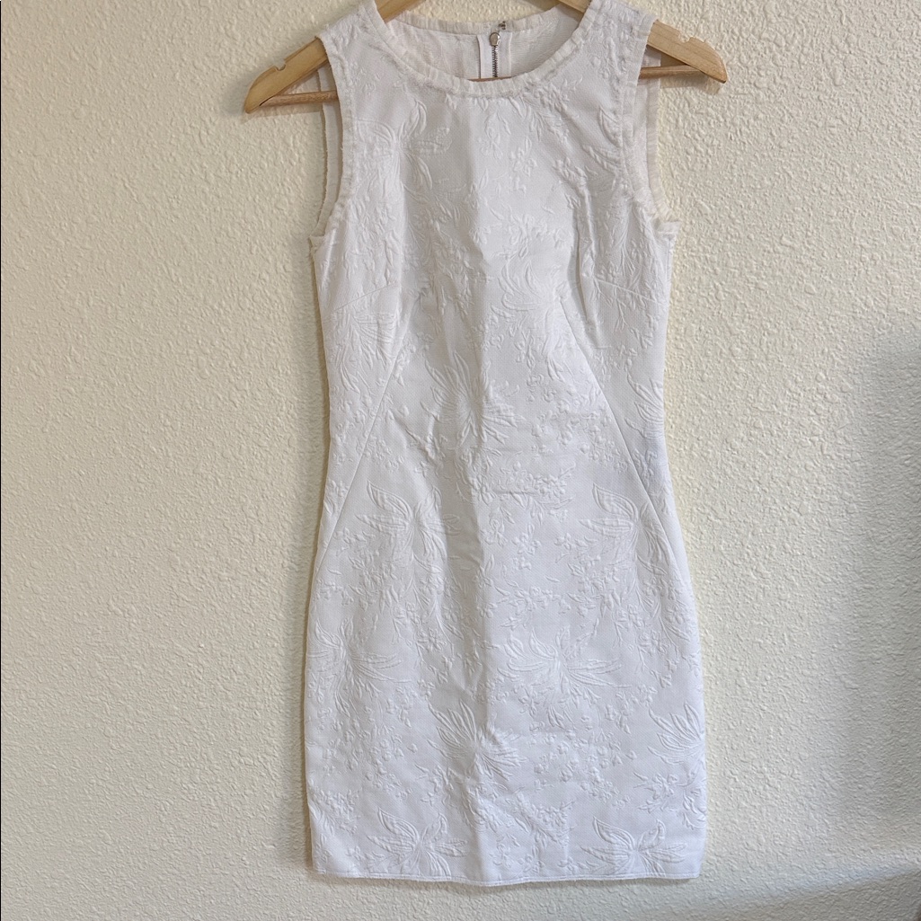 Dolce & Gabbana White Floral Jackard Textured Mini Dress Size It 36 Us 2